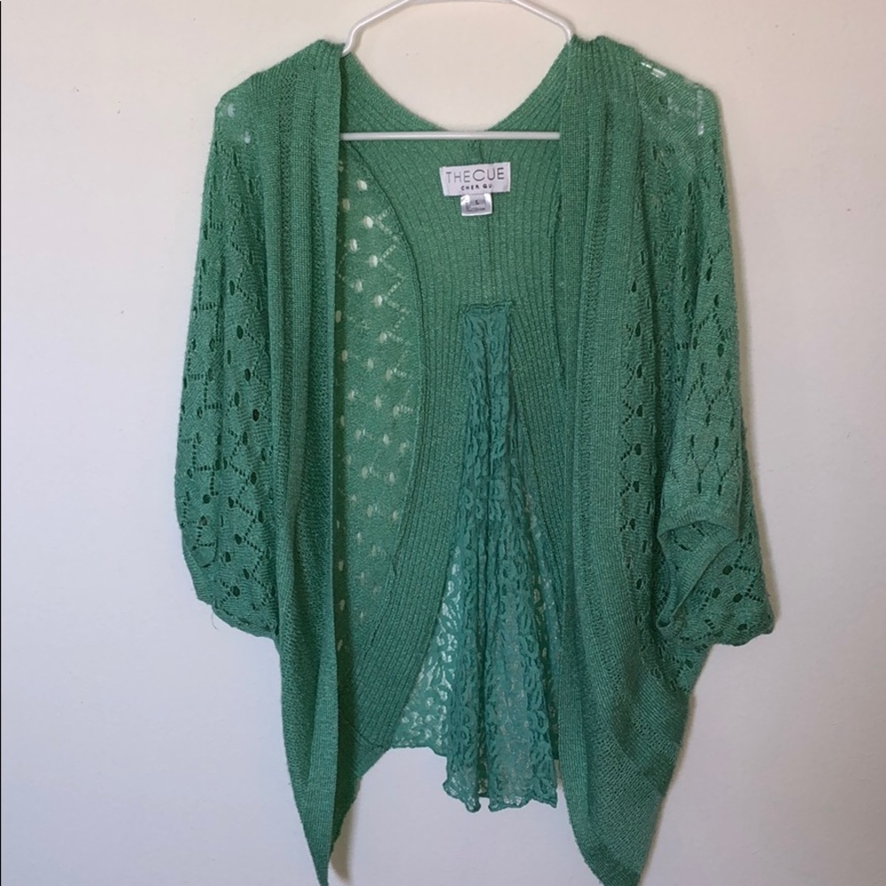 Nordstrom Rack Green Crochet Cardigan